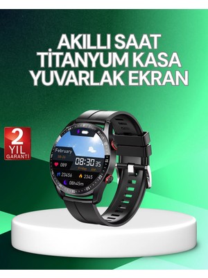 Terrien Akıllı Saat Titanyum Kasa Yuvarlak Ekran Alarm Uyku ve Sağlık Takibi Titreşimli