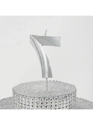 Esranın Dünyası Gümüş Gri Renkli 7 Rakamlı Mum - 6.5 cm