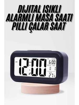 Terrien Dijital Işıklı Alarmlı Çalışma Masası Ekran Pilli Çalar Saat