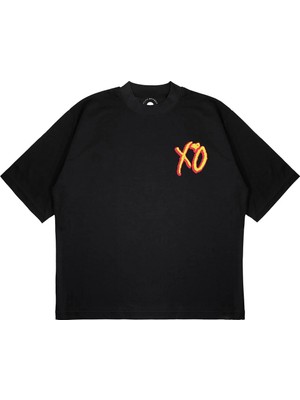Pure Effect Unisex Oversize Xo Kedı Baskılı Boxy Fit Kalın Kumaşlı T-Shirt