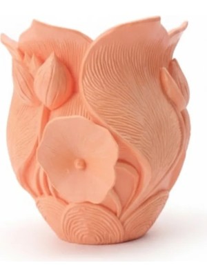 Terrien Turuncu Çiçek Desenli 3D Dekoratif Vazo Modern Masaüstü Aksesuar