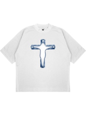 Pure Effect Unisex Oversize Jılet Silüet Baskılı Boxy Fit Kalın Kumaşlı T-Shirt