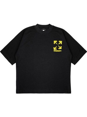 Pure Effect Unisex Oversize Off Whıte Cheese Baskılı Boxy Fit Kalın Kumaşlı T-Shirt