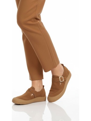 Ayakmod Premium Taba Hakiki Deri Hafif Esnek Kadın Casual Ayakkabı 234 Z