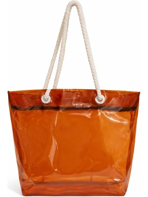 Kadın Şeffaf Plaj Çantası- Fermuarlı- Kol ve Omuz Çantası