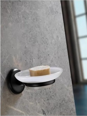 Esranın Dünyası Siyah Yapışkanlı Hazneli Katı Sabunluk