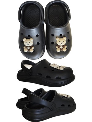 Famele's Cross Anatomik Ayıcık Figür Siyah Eva Plaj Deniz Günlük Çocuk Terlik 303