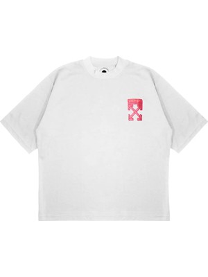 Pure Effect Unisex Oversize Off-Whıte Sabun Baskılı Boxy Fit Kalın Kumaşlı (240GSM) T-Shirt