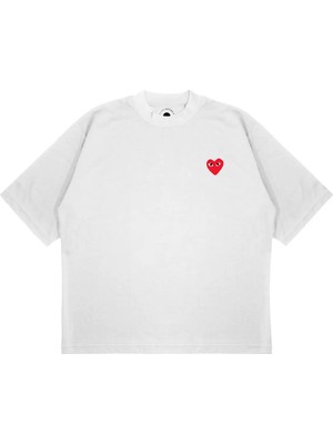 Pure Effect Unisex Oversize Comme Des Garçons Basıc Baskılı Boxy Fit Kalın Kumaşlı (240GSM) T-Shirt