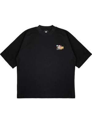 Pure Effect Unisex Oversize Spongebob Baskılı Boxy Fit Kalın Kumaşlı (240GSM) T-Shirt