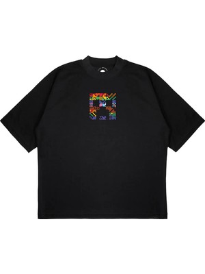 Pure Effect Unisex Oversize Mınecraft Helmet Baskılı Boxy Fit Kalın Kumaşlı (240GSM) T-Shirt