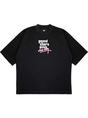 Pure Effect Unisex Oversize Gta Vice City Baskılı T-Shirt