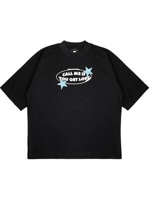 Pure Effect Unisex Oversize Call Me If You Get Lost Baskılı T-Shirt