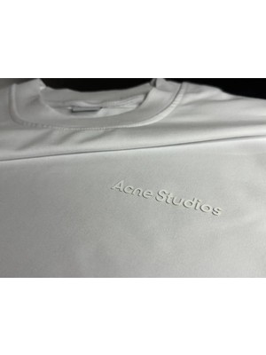 Pure Effect Unisex Oversize Acne Studio Kabartma Logo Baskılı Boxy Fit Kalın Kumaşlı T-Shirt