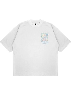 Pure Effect Unisex Oversize Casablanca Roma Baskılı Boxy Fit Kalın Kumaşlı (240GSM) T-Shirt