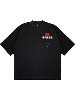 Pure Effect Unisex Oversize Apple Pıe Travıs Baskılı Boxy Fit Kalın Kumaşlı T-Shirt