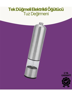 Uravas Store Elektrikli Baharat Öğütücü Pilli Paslanmaz Çelik Otomatik Tuz Karabiber Değirmeni