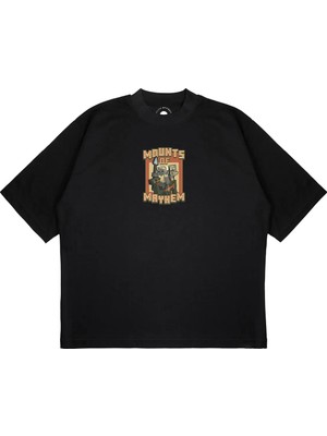Pure Effect Unisex Oversize Mınecraft Mount Of Mayhem Baskılı Boxy Fit Kalın Kumaşlı (240GSM) T-Shirt
