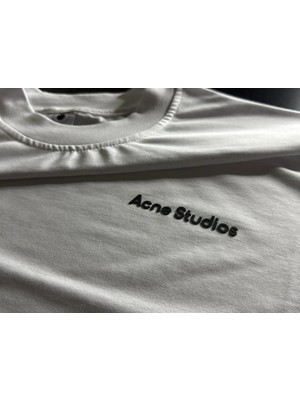Pure Effect Unisex Oversize Acne Studio Kabartma Logo Baskılı Boxy Fit Kalın Kumaşlı T-Shirt