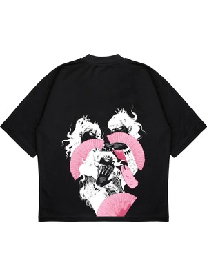 Pure Effect Unisex Oversize Baby Metal Yelpaze Baskılı Boxy Fit Kalın Kumaşlı T-Shirt