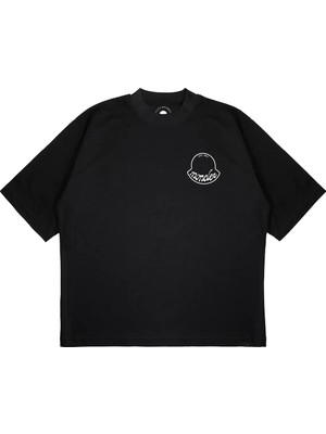 Pure Effect Unisex Oversize Basıc Logolu Baskılı Boxy Fit Kalın Kumaşlı T-Shirt