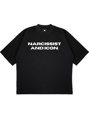 Pure Effect Unisex Oversize Narcıssıst And Icon Baskılı Boxy Fit Kalın Kumaşlı T-Shirt