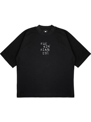 Pure Effect Unisex Oversize Bantlı Yazı Baskılı Boxy Fit Kalın Kumaşlı T-Shirt