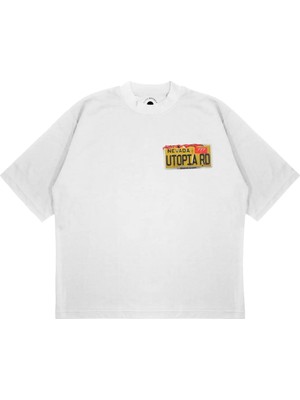 Pure Effect Unisex Oversize Travıs Plaka Baskılı Boxy Fit Kalın Kumaşlı T-Shirt