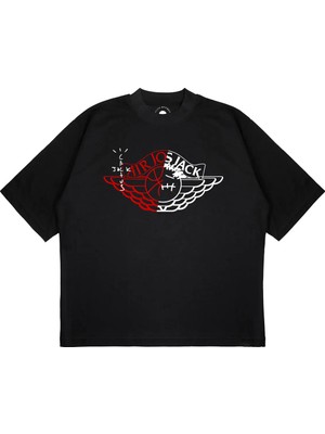 Pure Effect Unisex Oversize Cactus Hava Logolu Baskılı Boxy Fit Kalın Kumaşlı T-Shirt