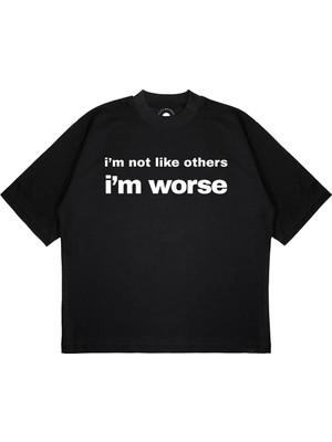 Pure Effect Unisex Oversize Im Worse Baskılı Boxy Fit Kalın Kumaşlı T-Shirt
