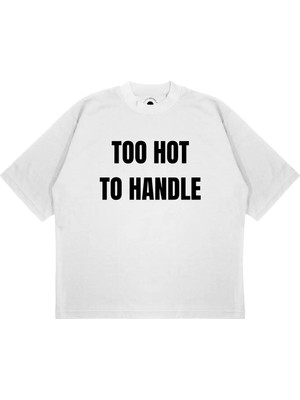 Pure Effect Unisex Oversize Too Hot Baskılı Boxy Fit Kalın Kumaşlı T-Shirt