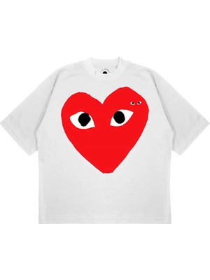 Pure Effect Unisex Oversize Double Comme Baskılı Boxy Fit Kalın Kumaşlı (240GSM) T-Shirt