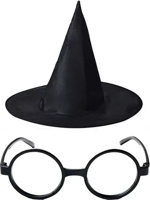 Asiltech Harry Potter Şapkası ve Gözlüğü Siyah Renk