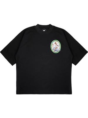 Pure Effect Unisex Oversize Off Elips Baskılı Boxy Fit Kalın Kumaşlı T-Shirt