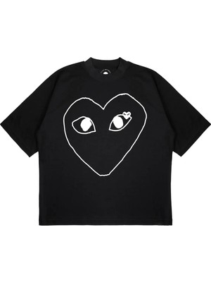 Pure Effect Unisex Oversize Comme Empty Baskılı Boxy Fit Kalın Kumaşlı (240GSM) T-Shirt