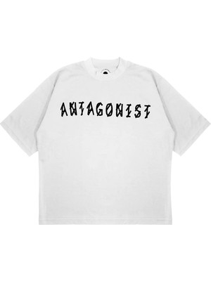 Pure Effect Unisex Oversize Antagonist Yazılı Baskılı Boxy Fit Kalın Kumaşlı T-Shirt