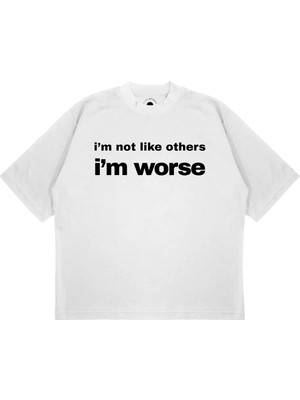 Pure Effect Unisex Oversize Im Worse Baskılı Boxy Fit Kalın Kumaşlı T-Shirt