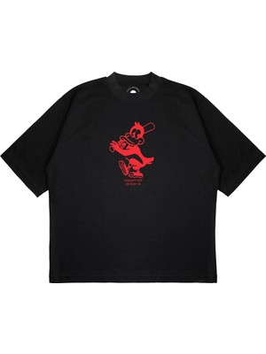 Pure Effect Unisex Oversize Carhartt Duffyduck Baskılı Boxy Fit Kalın Kumaşlı (240GSM) T-Shirt