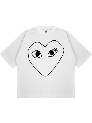 Pure Effect Unisex Oversize Comme Empty Baskılı Boxy Fit Kalın Kumaşlı (240GSM) T-Shirt