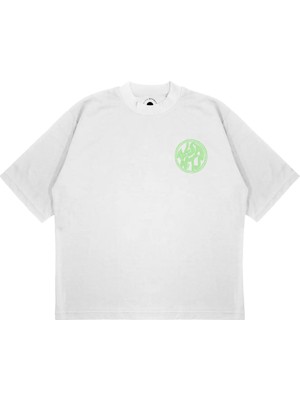 Pure Effect Unisex Oversize All Saınt Yeşil Logo Baskılı Boxy Fit Kalın Kumaşlı T-Shirt