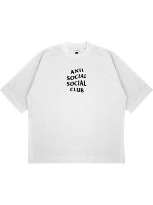 Pure Effect Unisex Oversize Antı Socıal Classıc Club Baskılı Boxy Fit Kalın Kumaşlı T-Shirt