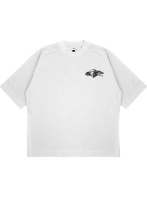 Pure Effect Unisex Oversize Melek Logolu Baskılı Boxy Fit Kalın Kumaşlı T-Shirt