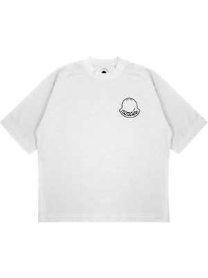 Pure Effect Unisex Oversize Basıc Logolu Baskılı Boxy Fit Kalın Kumaşlı T-Shirt