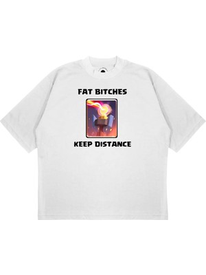 Pure Effect Unisex Oversize Fat Bıtc-Hes Keep Dıstance Baskılı Boxy Fit Kalın Kumaşlı T-Shirt