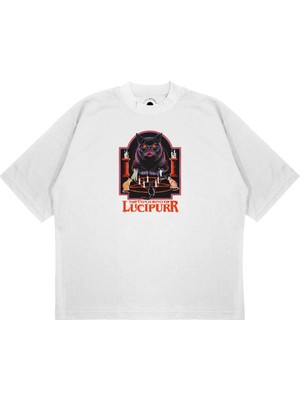 Pure Effect Unisex Oversize The Conjurıng Lucıpurr Baskılı Boxy Fit Kalın Kumaşlı (240GSM) T-Shirt
