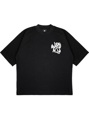 Pure Effect Unisex Oversize All Saınt Yamuk Basıc Baskılı Boxy Fit Kalın Kumaşlı (240GSM) T-Shirt