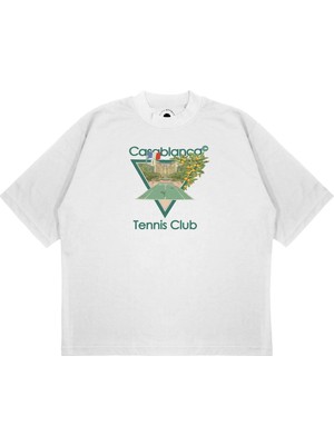 Pure Effect Unisex Oversize Casablanca Üçgen Fransa Baskılı Boxy Fit Kalın Kumaşlı (240GSM) T-Shirt