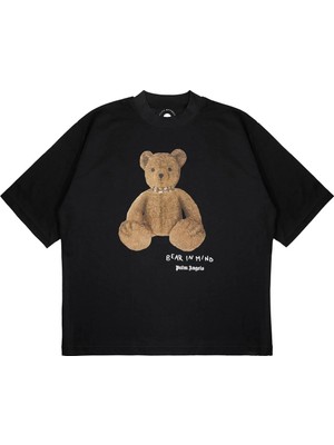 Pure Effect Unisex Oversize Ayıcık Oyuncak Baskılı Boxy Fit Kalın Kumaşlı T-Shirt