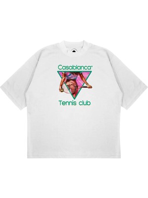 Pure Effect Unisex Oversize Casablanca Üçgen Kadın Baskılı Boxy Fit Kalın Kumaşlı (240GSM) T-Shirt