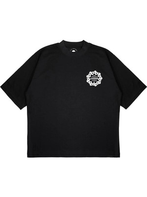 Pure Effect Unisex Oversize All Saınt Kuru Kafa Baskılı Boxy Fit Kalın Kumaşlı (240GSM) T-Shirt